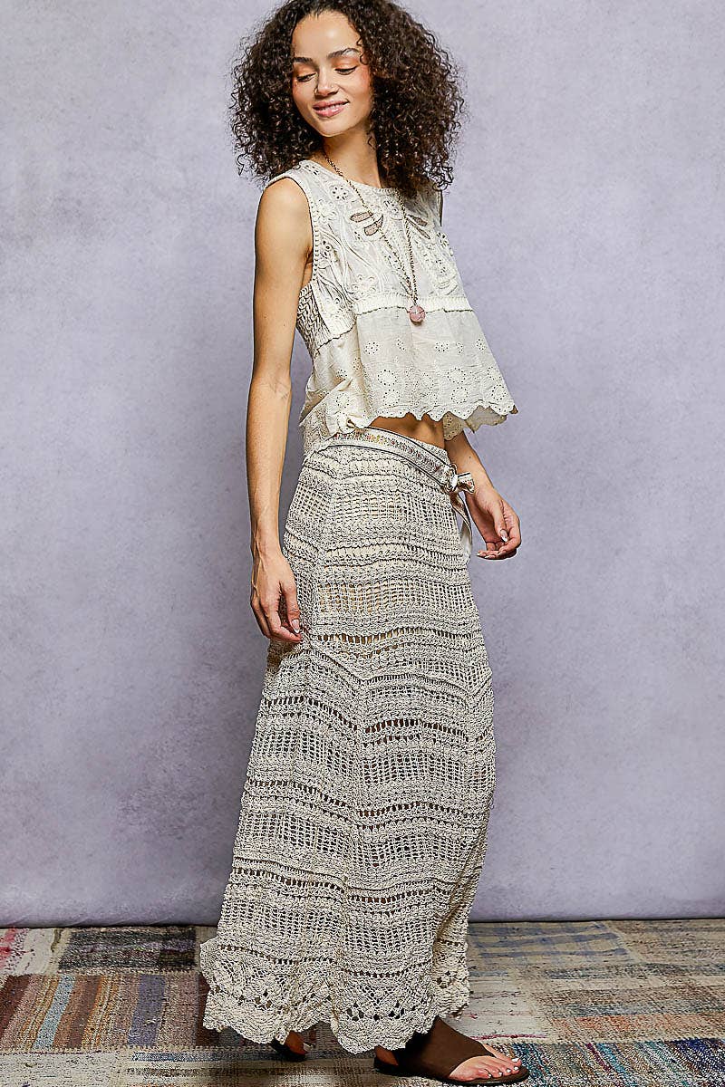Lining Crochet Roomy Fit Woman Maxi Skirts