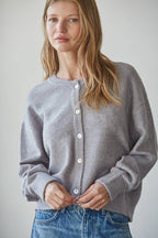 Knit Sweater Crew Neck Cardigan