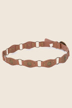 Oval Concho Disc Vegan Leather Link Belt