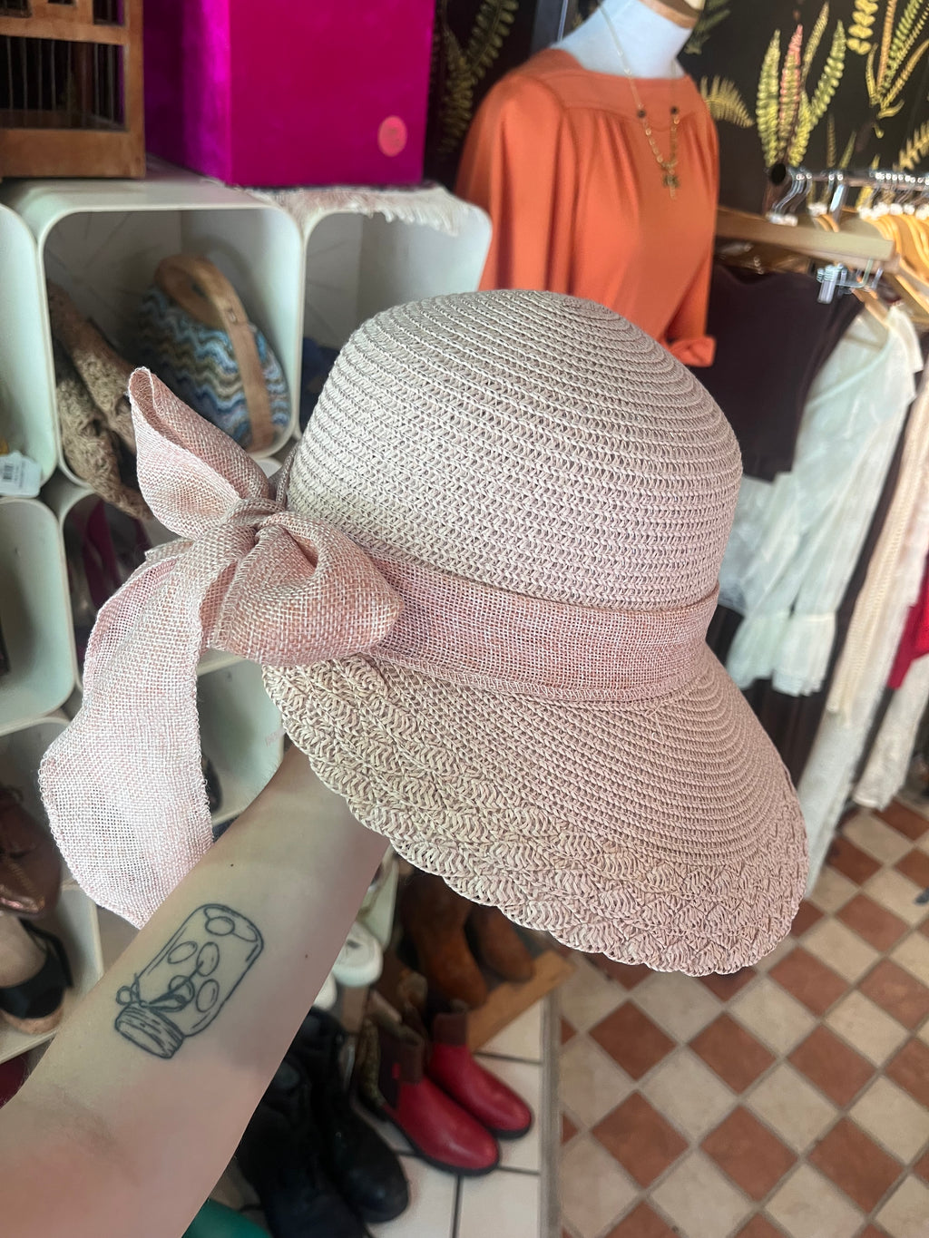 Burlap Ribbon Derby Sun Hat