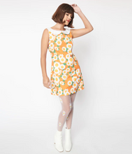 Load image into Gallery viewer, Orange &amp; White Sunflowers Mini Mod Shift Dress