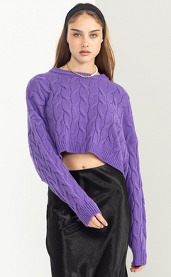 Cropped Cable Knit Sweater
