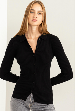Ribbed Button Up Top