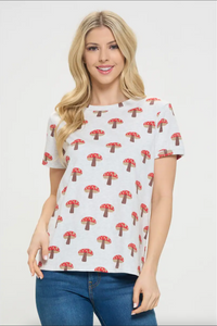 Mushroom Print T Shirt