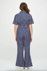 Mushroom Print Corduroy Jumpsuit