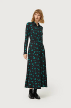 Long shirt dress with green heart print