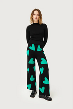 Load image into Gallery viewer, Black heart jacquard knit trousers