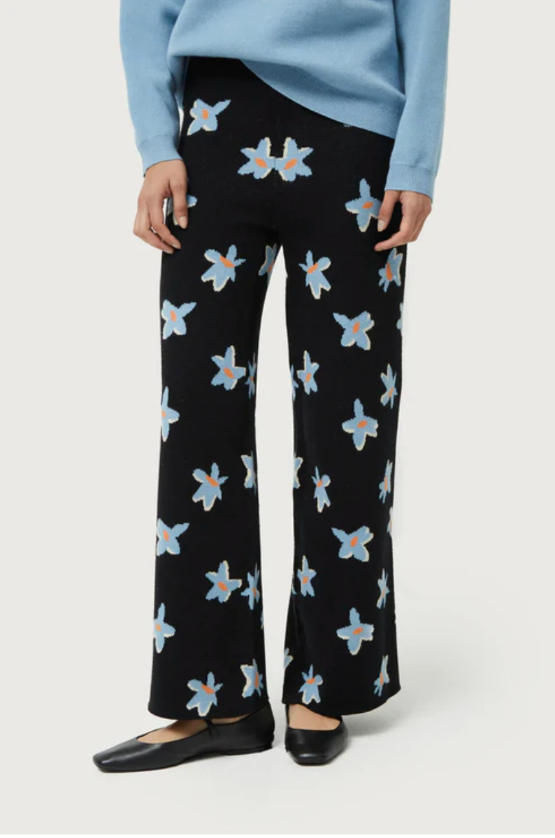 Calatea floral print jacquard knit pants