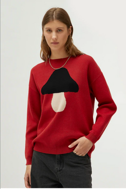 Sweater with mushroom print