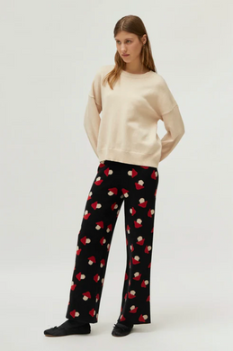 Mushroom print jacquard knit pants