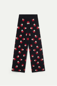 Mushroom print jacquard knit pants