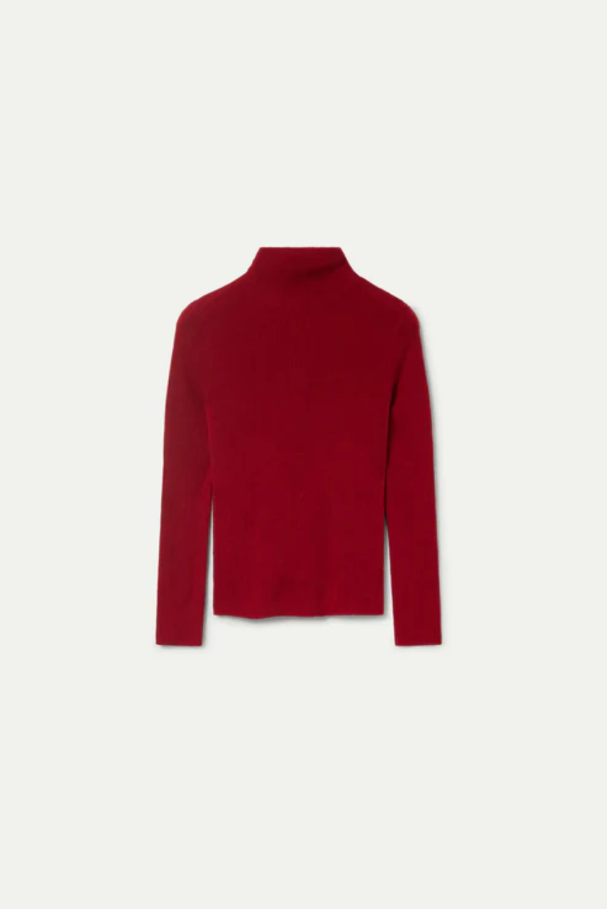 Red high neck top