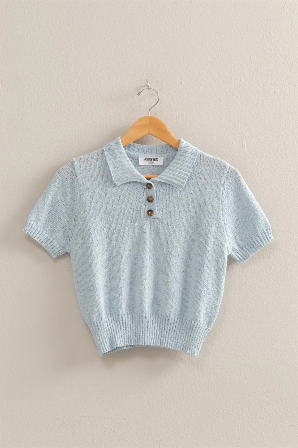 Ice Blue Short Sleeved Polo Top