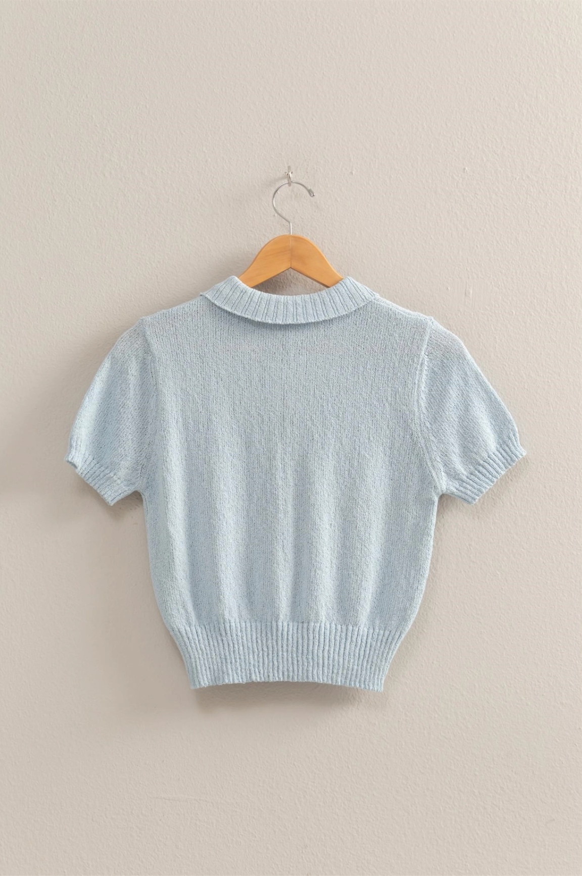 Ice Blue Short Sleeved Polo Top