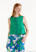 Green Buttoned Sleeveless Top