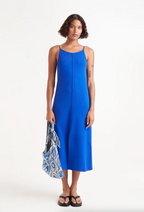 Blue Fine Knit Midi Dress