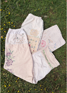 Embroidered Pieced Pants