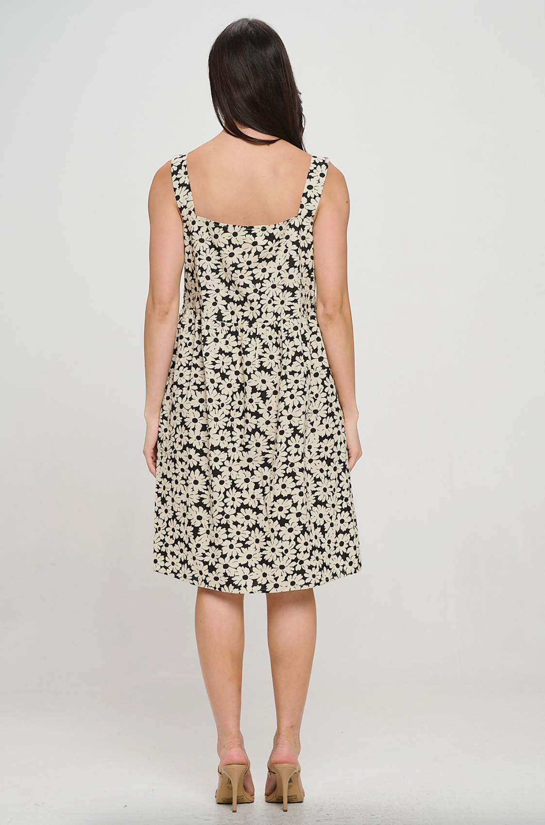 B&W Daisy Print Dress