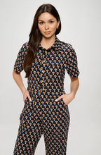 Mushroom Print Corduroy Jumpsuit