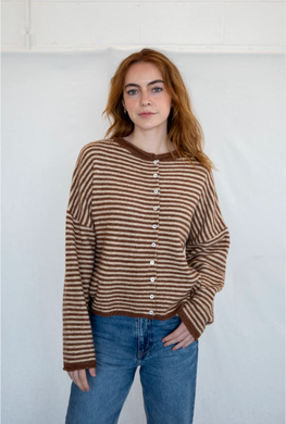 Brown Stripe Piper Cardigan
