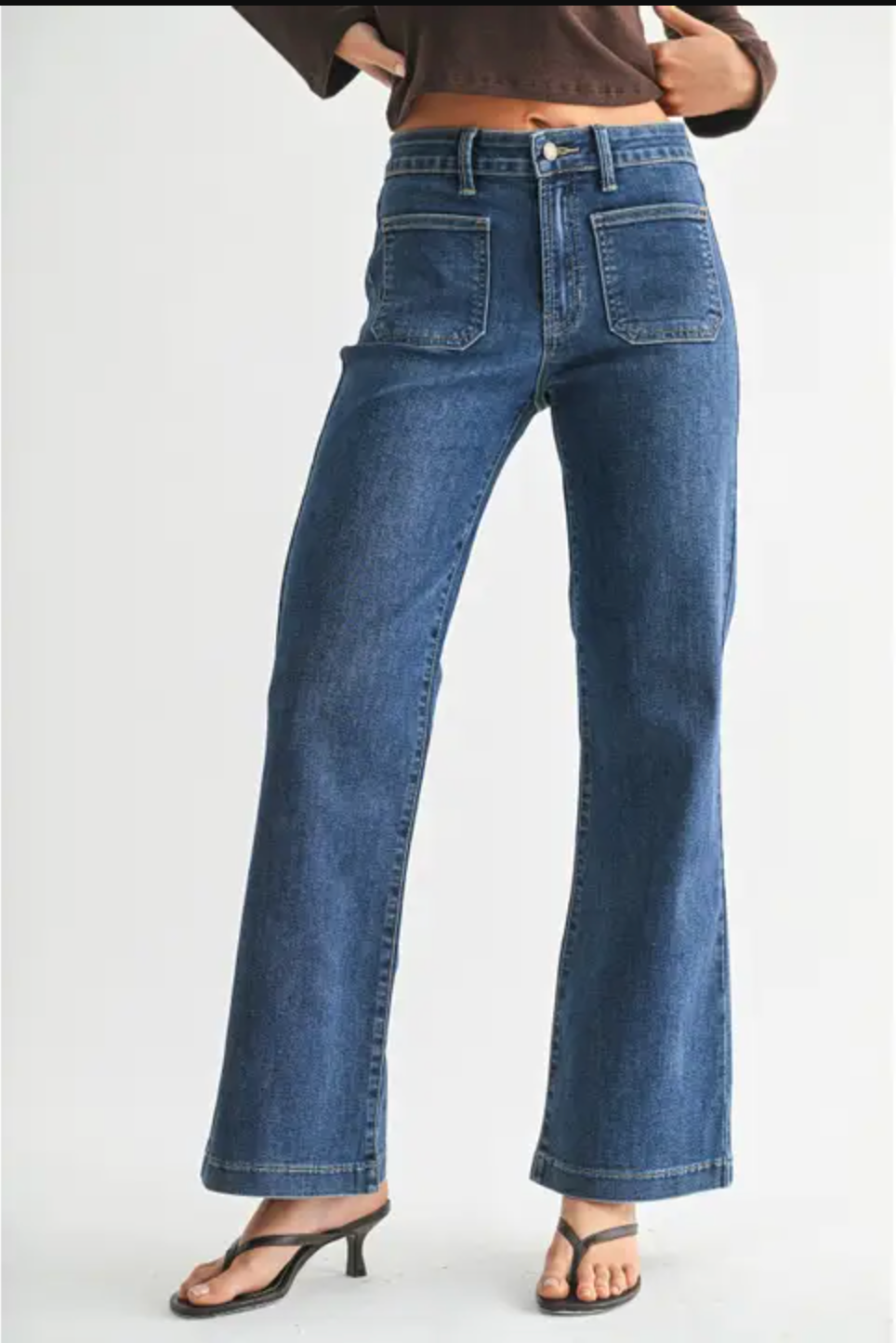Mini Patch Pocket Flare Jeans