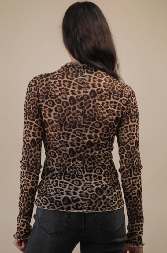 Leopard Print Mesh Top
