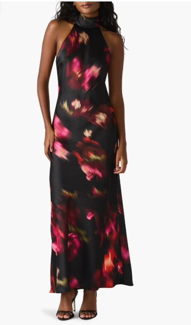 Lara Satin Blurry Floral Dress