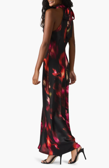 Lara Satin Blurry Floral Dress