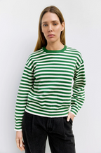 Green Striped Knit Crewneck