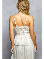 Embroidered V-Neck Smocked Tank Top