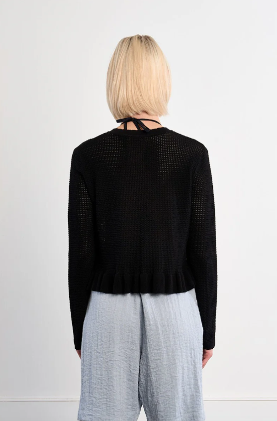 Knitted Open-front Tie Cardigan
