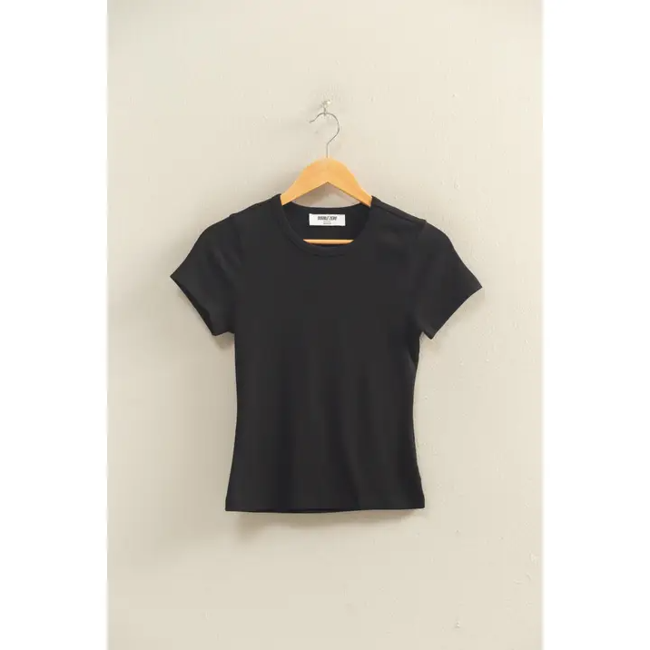 Mineral Washed Crew Neck Short Sleeve Top