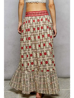 Floral Pattern Printed Woven Maxi Skirt