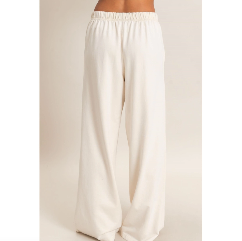 Acid Wash Drawstring Waist Wide Leg Pants