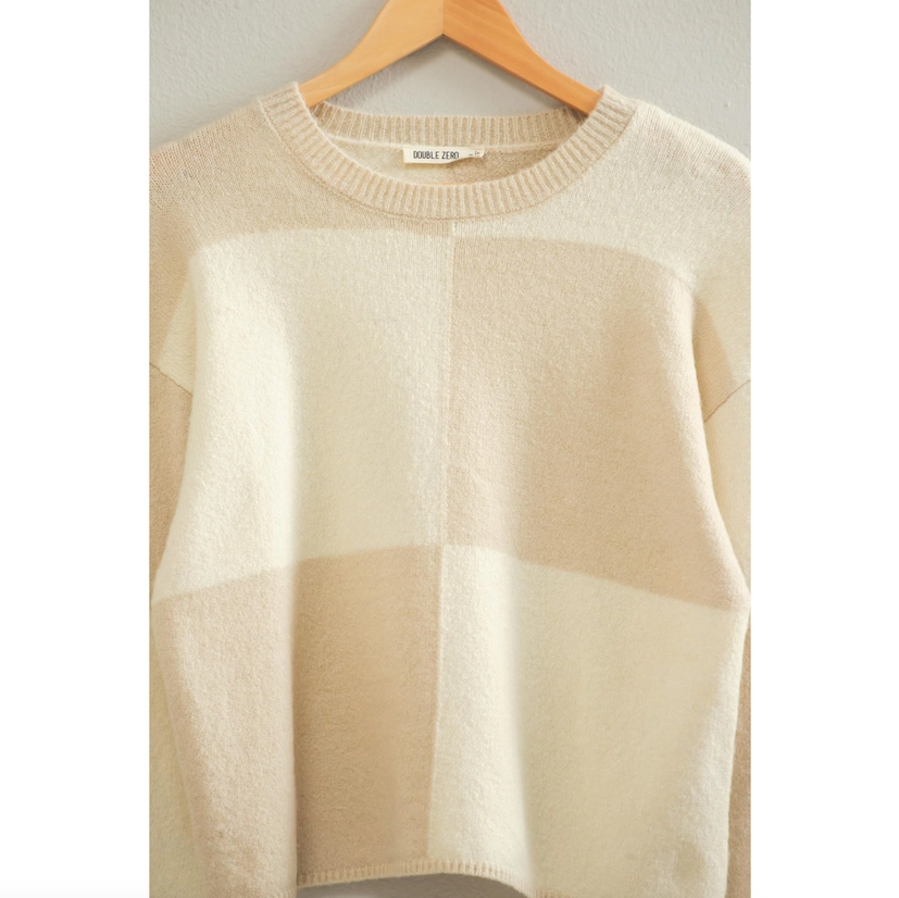 Crew Neck Checkered Sweater