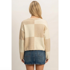 Crew Neck Checkered Sweater