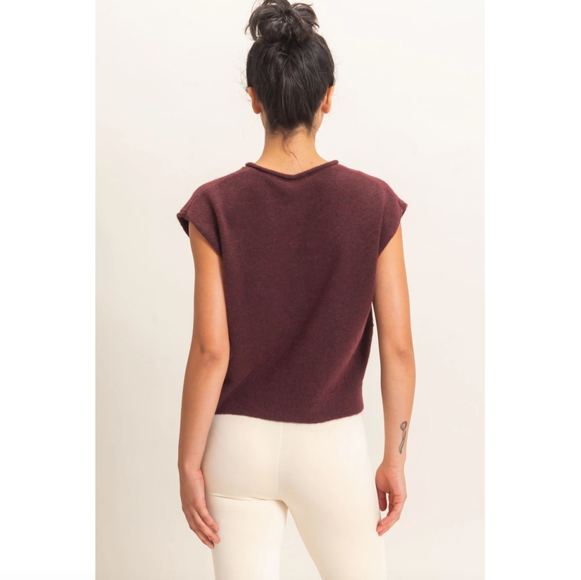 Rolled Edge Button Front Sweater Vest