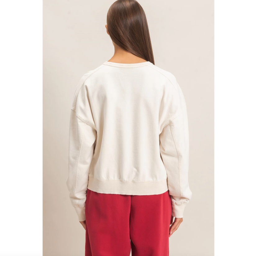 Acid Wash Seam Detail Crew Neck Sweatshirt