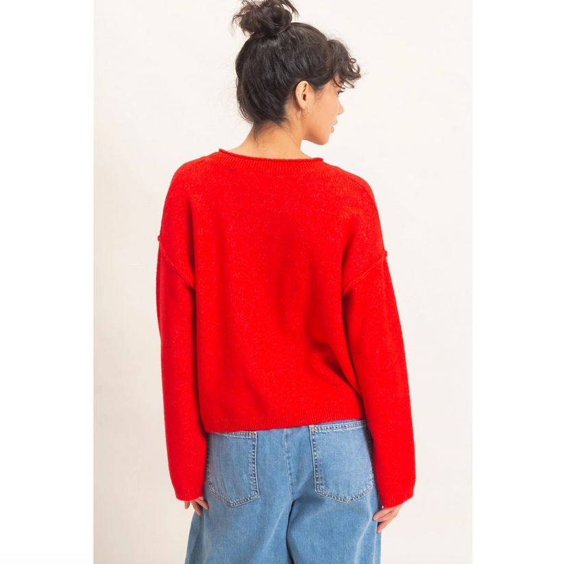 Crew Neck Loose Fit Cardigan