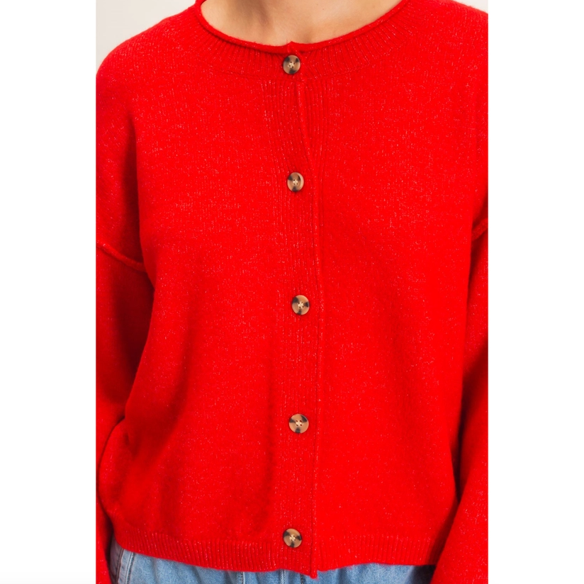 Crew Neck Loose Fit Cardigan