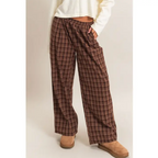 Elastic Waist Plaid Pants
