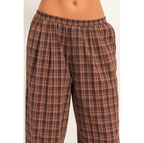 Elastic Waist Plaid Pants