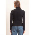 Turtleneck Exposed Seam Long Sleeve Top