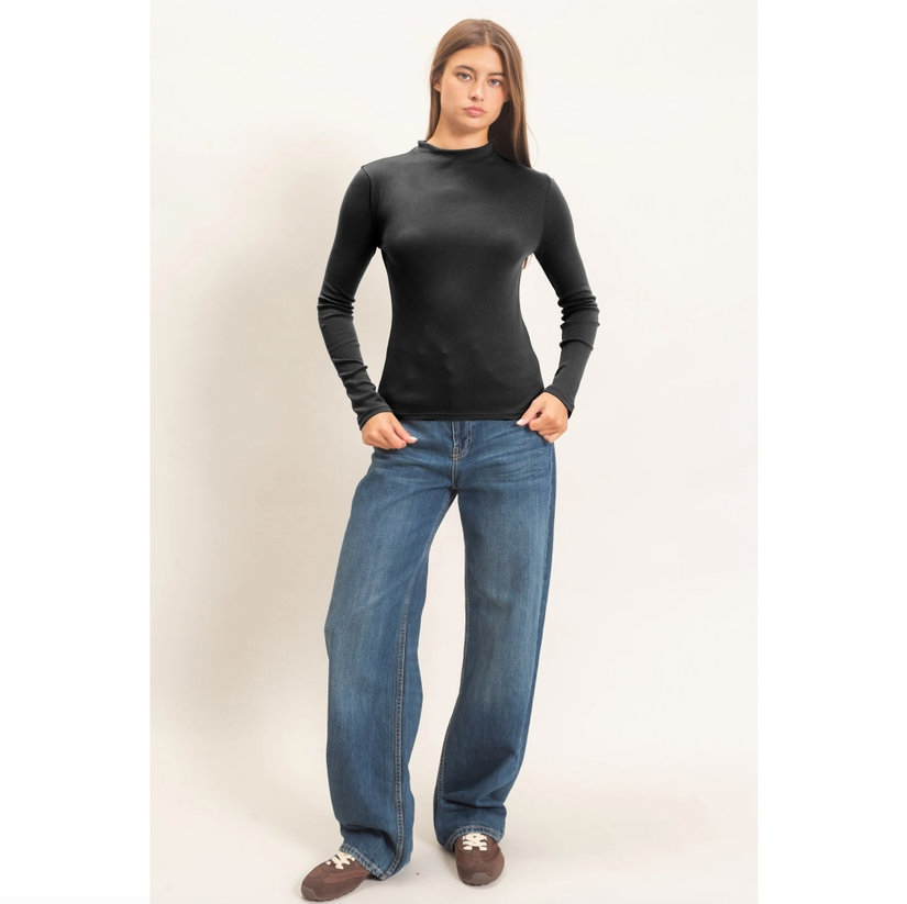 Mock Neck Long Sleeve Top