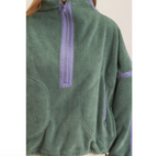 Contrast Trim Half-Zip Fleece Pullover