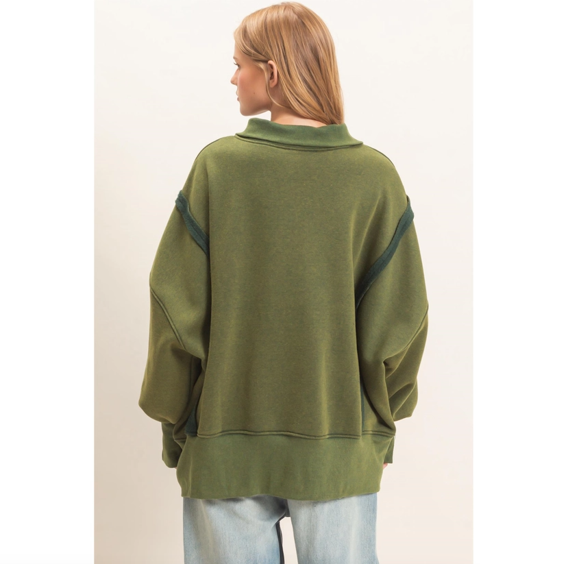 Mineral Wash Snap Collar Pullover