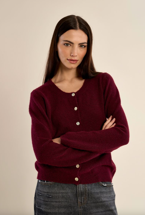 Round Neck Knitted Cardigan