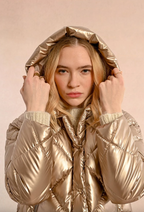 Pearly Effect Topstitched Down Jacket
