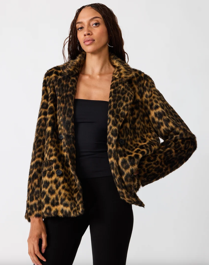 Madley Cheetah Print Faux Fur Jacket