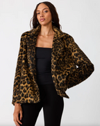 Madley Cheetah Print Faux Fur Jacket